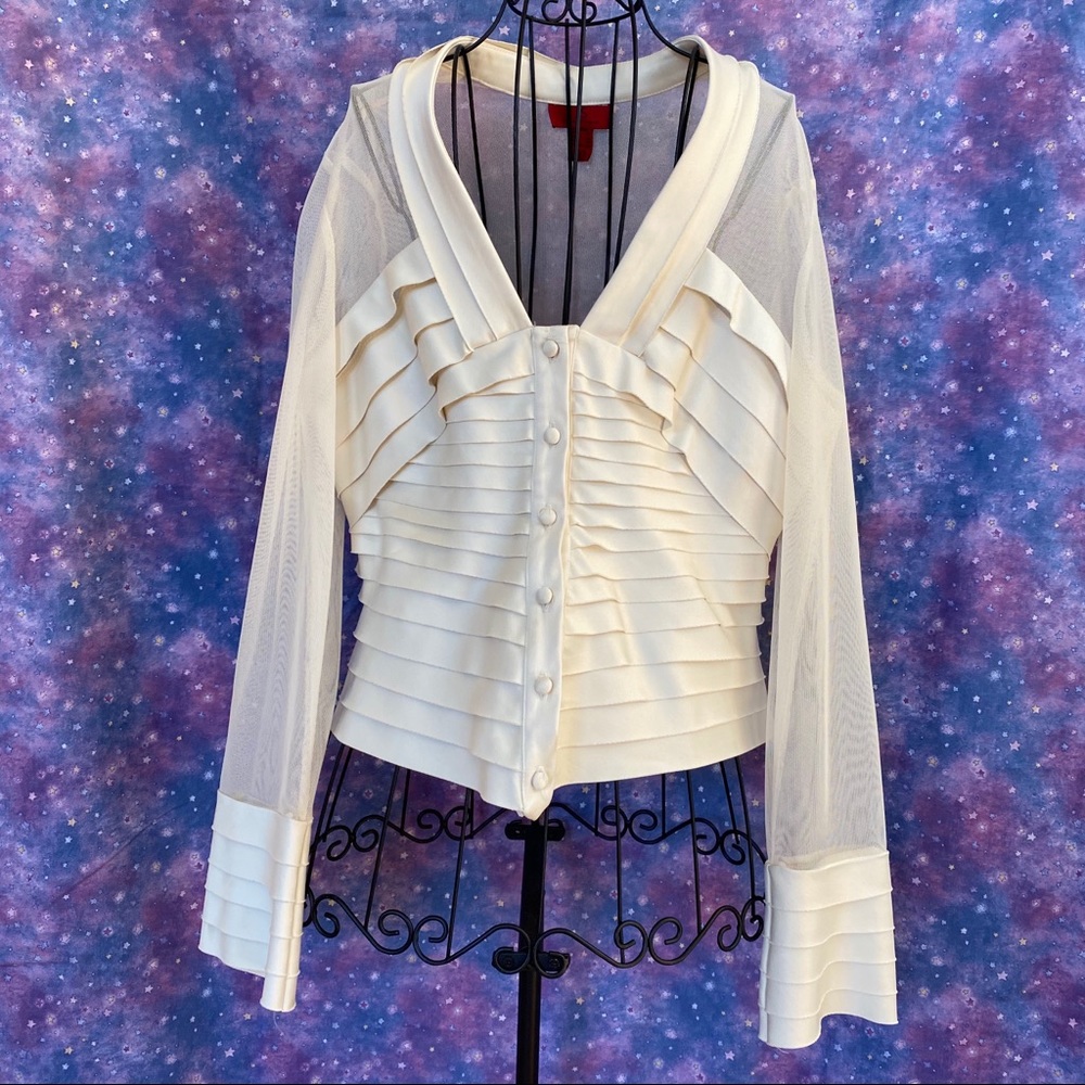 Vintage long sleeved blouse, cream shirt